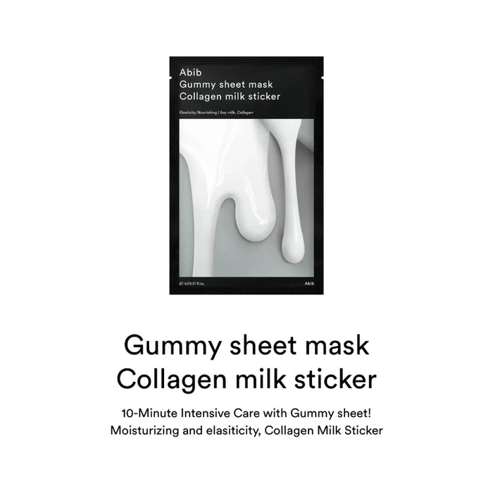 (現貨|全港免運)Abib-韓國 膠原蛋白牛奶口香糖面膜 (27mlx10ea) Gummy Sheet Mask Collagen Milk Sticker【平行進口產品】