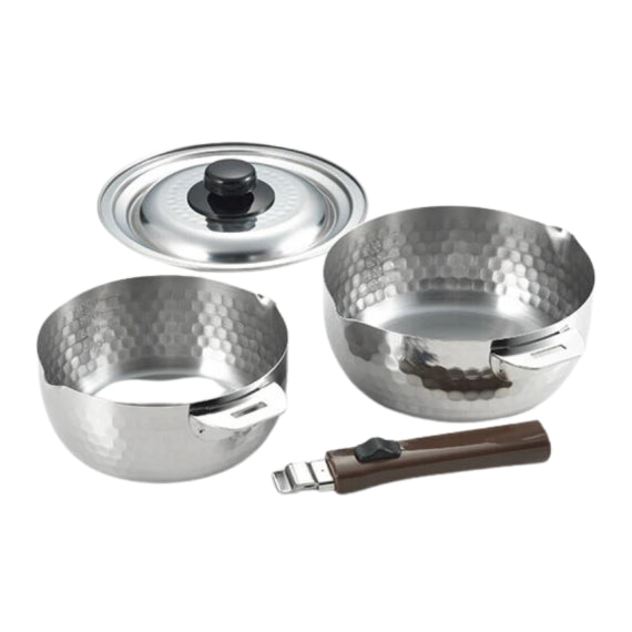 (現貨|全港免運) Yoshikawa 吉川 - 可拆式 不銹鋼雪平鍋 二合一套裝 (16-18cm)【1214960】