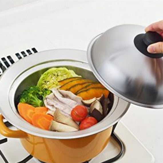 (現貨|全港免運) Yoshikawa 吉川 - 不鏽鋼圓型蒸盤連蓋 - 20~22cm <無柄鍋>【YJ2302】