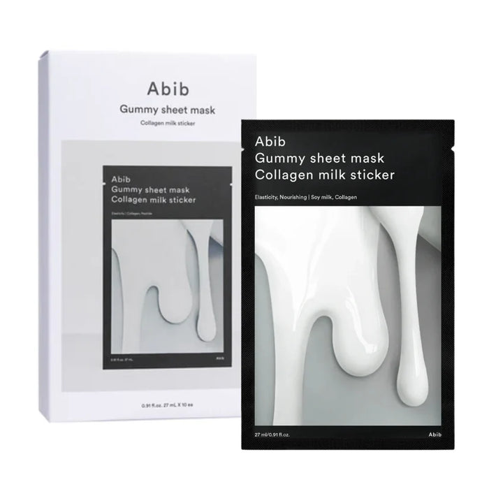(現貨|全港免運)Abib-韓國 膠原蛋白牛奶口香糖面膜 (27mlx10ea) Gummy Sheet Mask Collagen Milk Sticker【平行進口產品】