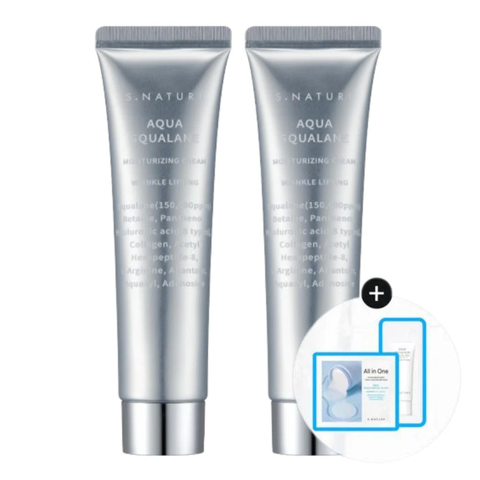 (現貨|全港免運)S.NATURE-角鯊烷補水面霜 60ml (贈送: 鎮靜棉片2片+ 防曬乳1.5ml) Aqua Squalane Moisturizing Cream【平行進口產品】