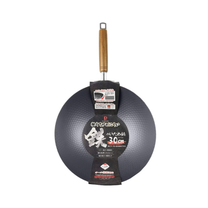 (現貨|全港免運) Pearl Metal - 木柄鐵炒鍋 窒化處理槌目加工 Iron Pot 日本燕三条製 IH對應【平行進口】