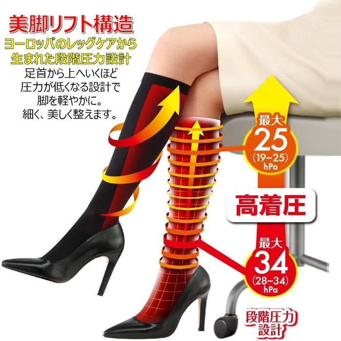 (現貨|全港免運) Slimwalk - EX+日本製醫療保健短筒壓力襪 黑色【平行進口】