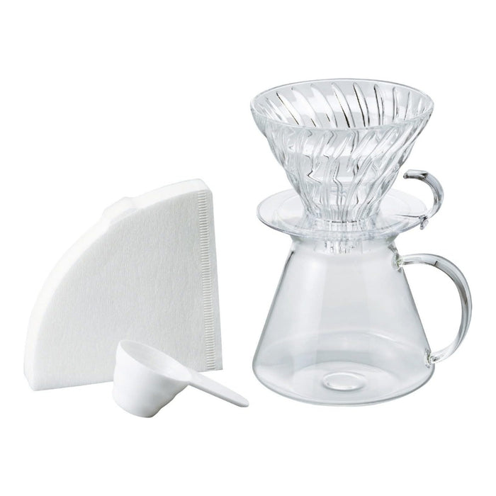 (現貨|全港免運) Hario - V60 02玻璃濾杯手沖咖啡壺組 (附40張濾紙) SIMPLY HARIO S-VGBK-02-T【平行進口】