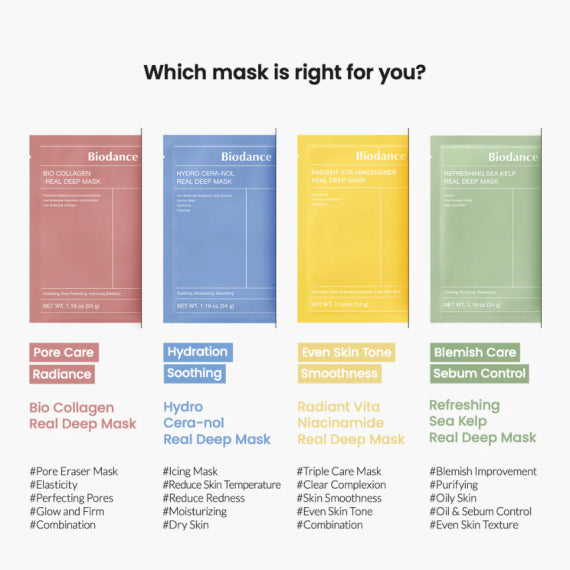 (現貨|全港免運) Biodance - 清爽海帶真深層面膜 (34g x 4ea) Refreshing Sea Kelp Real Deep Mask