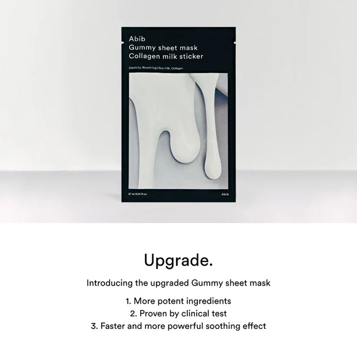 (現貨|全港免運)Abib-韓國 膠原蛋白牛奶口香糖面膜 (27mlx10ea) Gummy Sheet Mask Collagen Milk Sticker【平行進口產品】
