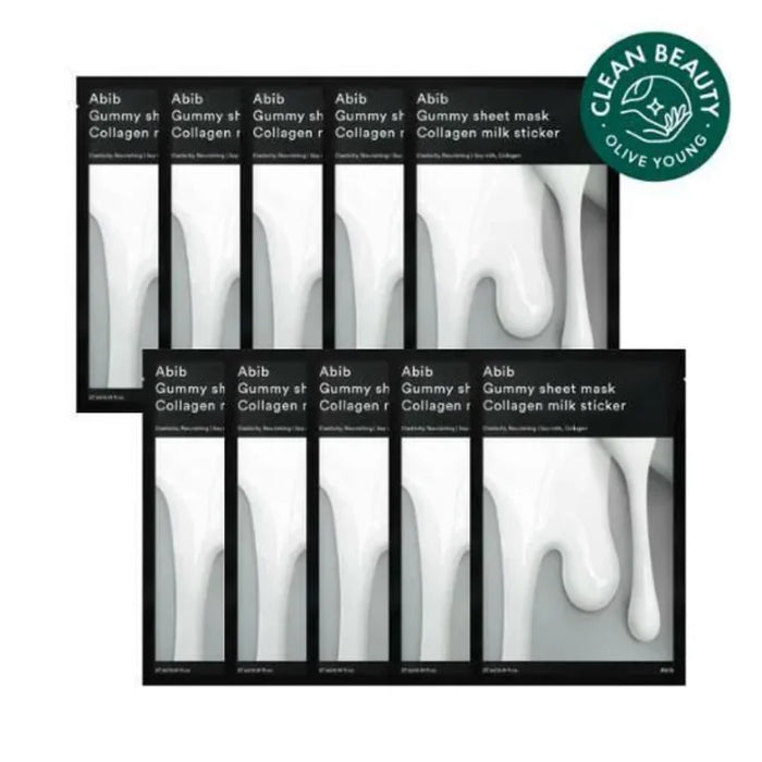 (現貨|全港免運)Abib-韓國 膠原蛋白牛奶口香糖面膜 (27mlx10ea) Gummy Sheet Mask Collagen Milk Sticker【平行進口產品】