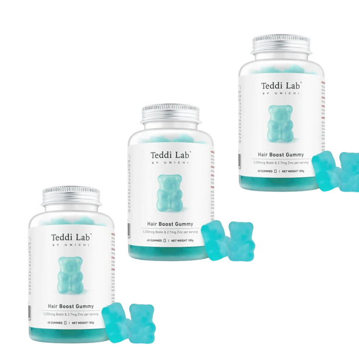 (現貨|全港免運) Unichi - Teddi Lab 育髮生髮小熊軟糖 海鹽青提味 (60粒) Hair Boost Gummy【平行進口】