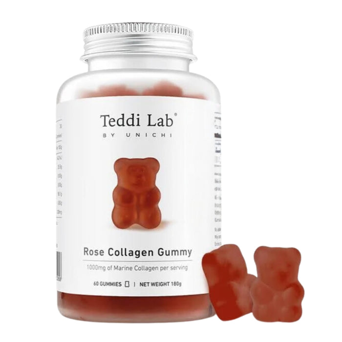(現貨|全港免運) Unichi - Teddi Lab 玫瑰果膠原蛋白小熊軟糖 (60粒) Rose Collagen Gummy【平行進口】