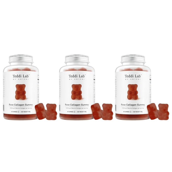 (現貨|全港免運) Unichi - Teddi Lab 玫瑰果膠原蛋白小熊軟糖 (60粒) Rose Collagen Gummy【平行進口】