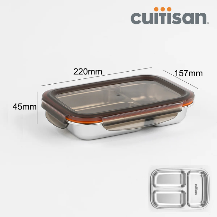 (現貨|全港免運) Cuitisan - 分隔款 304不鏽鋼飯盒餐盒午餐盒 Lunch Box 可微波爐翻熱 韓國製 (長方形)