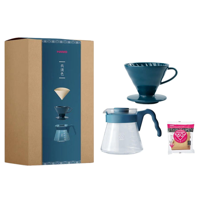 (現貨|全港免運) Hario - V60 02手沖咖啡咖啡壺組套裝 吳須色 台灣限定 (VCSC-5301-PBU)