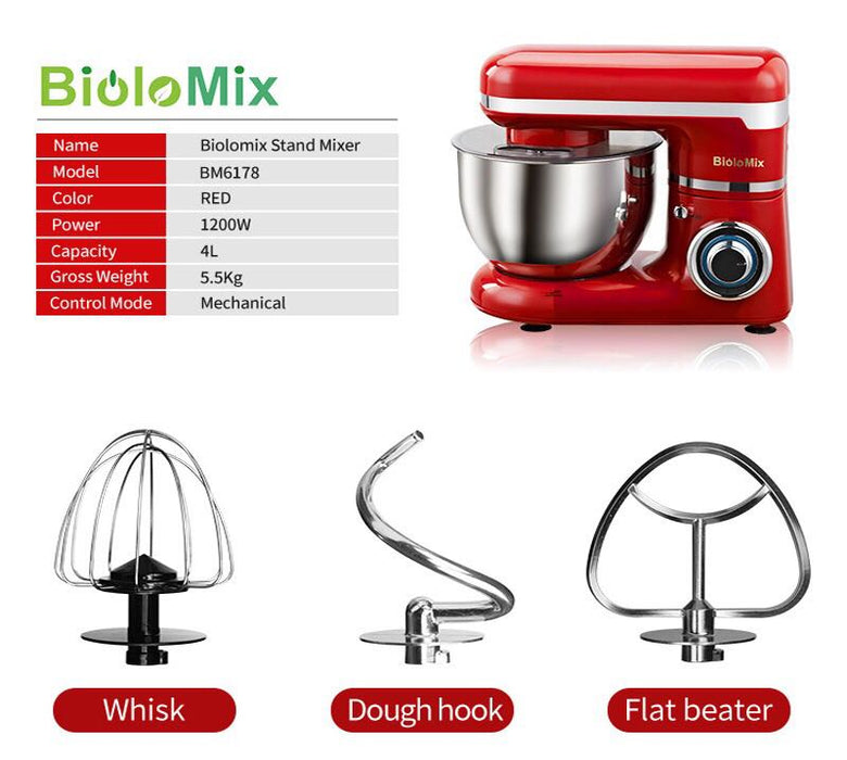 (現貨|全港免運) Biolomix - 新手廚師機 多功能家用廚師機 1200W (4L) Kitchen Electric Stand Mixer BM6178【半年保養】