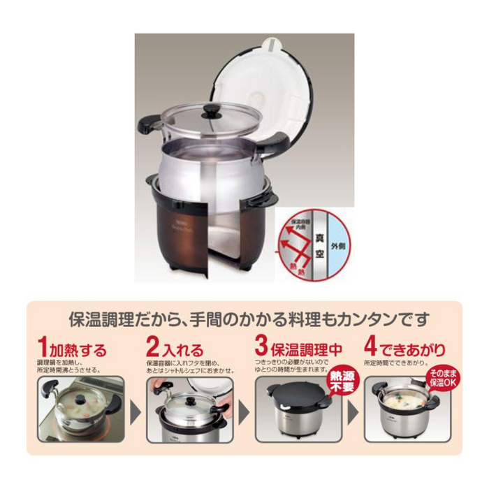 (現貨|全港免運) Thermos - 4.5L Shuttle Chef 座枱型真空保溫調理煲燜燒鍋 4-6人用 KBG-4500【平行進口】