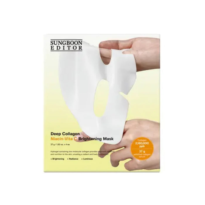 (現貨｜全港免運)SUNGBOON EDITOR-深層膠原蛋白維他命C亮白面膜 (4片裝)Deep Collagen Niacin Vita C Brightening Mask（平行進口產品）