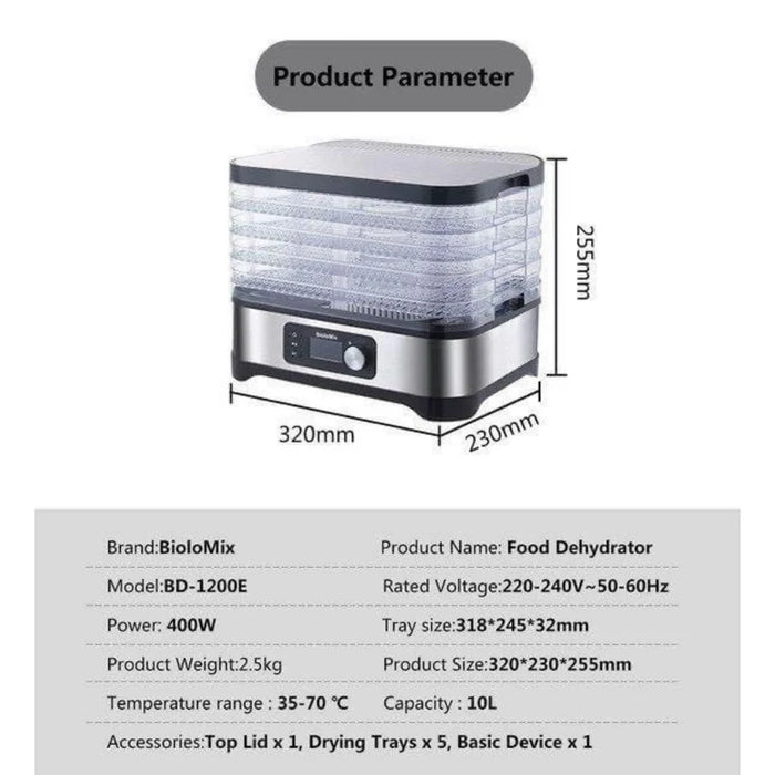 (現貨｜全港免運)Biolomix-10升大容量食品烘乾機 乾果機 脫水機 Food Dehydrator BD1200E【半年保養】