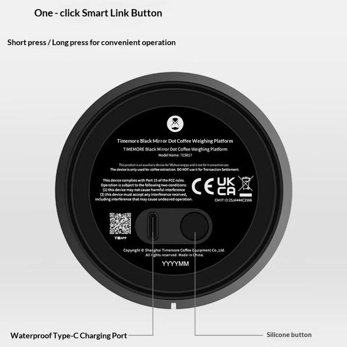 TIMEMORE泰摩 | 黑鏡 Dot 咖啡電子秤｜無螢幕智慧 App 互聯 輕薄藍牙咖啡秤【1年保養】